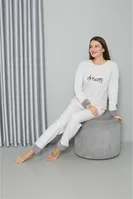 Peluşlu Welsoft Uzun Kollu Polar Kadın Pijama Takımı Akbeniz 8515 Ekru görsel 4