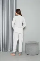 Peluşlu Welsoft Uzun Kollu Polar Kadın Pijama Takımı Akbeniz 8515 Ekru görsel 5