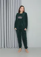 Yuvarlak Yaka Welsoft Polar Uzun Kollu Pijama Takımı Akbeniz 8516 Petrol görsel 4