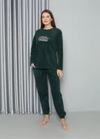 Yuvarlak Yaka Welsoft Polar Uzun Kollu Pijama Takımı Akbeniz 8516 Petrol görsel 5