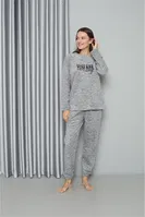 Gri Cepli Welsoft Polar Kadın Pijama Takımı Akbeniz 8518 Gri farklı açı