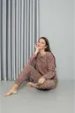 Yuvarlak Yaka Welsoft Polar Kadın Pijama Takımı Akbeniz 8519