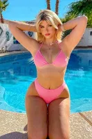 Angelsin Bağlamalı Şık Bikini Üstü Pembe MS41759 Pembe