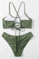 Brezilyan Arkadan Büzgülü Sırt Bağlamalı Bikini Takım Angelsin 4228 Yeşil farklı açı