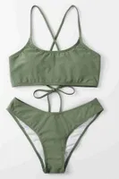Brezilyan Arkadan Büzgülü Sırt Bağlamalı Bikini Takım Angelsin 4228 Yeşil görsel 4