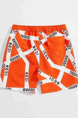 Angelsin Angelsin Erkek Basic Standart Boy Baskılı Mayo Cepli Deniz Şortu Çok Renkli - Alternatif Görünüm