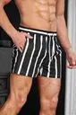 Erkek Basic Standart Boy Çizgili Cepli Deniz Şortu Siyah Angelsin MS3410