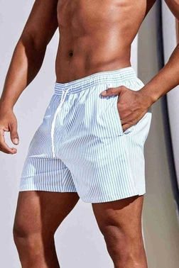 Angelsin Basic Standart Boy Çizgili Baskılı Cepli Erkek Deniz Şortu Angelsin 3413