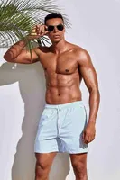 Basic Standart Boy Çizgili Baskılı Cepli Erkek Deniz Şortu Angelsin 3413 Mavi Açık farklı açı