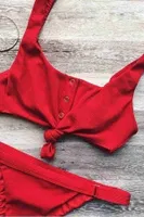Angelsin Kırmızı Çıtçıtlı Bikini Üstü Kırmızı Kırmızı görsel 4