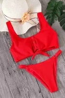 Angelsin Kırmızı Çıtçıtlı Bikini Üstü Kırmızı Kırmızı görsel 5