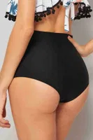 Önden Büzgülü Yüksek Bel Bikini Altı Angelsin Siyah detay görünüm