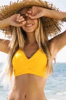 Angelsin Önden Çarpraz Bikini Üstü Sarı MS43229 Sarı detay görünüm