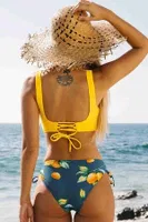 Angelsin Bikini Takım Önden Çarpraz Yanlardan Bağlamalı Baskılı MS4322-Çok Renkli detay görünüm