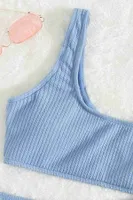 Fitilli Özel Kumaş Tankini Bikini Üstü Angelsin Mavi görsel 4