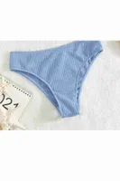 Geniş Kesim Fitilli Kumaş Yüksek Bel Bikini Altı Angelsin 41698 Mavi görsel 4