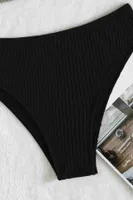 Angelsin Özel Fitilli Kumaş Yüksek Bel Bikini Altı Siyah Siyah görsel 4
