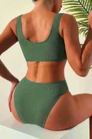 Özel Fitilli Kumaş Yüksek Bel Bikini Altı Yeşil Angelsin 41698 Yeşil detay görünüm