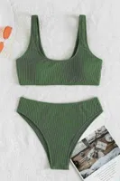 Özel Fitilli Kumaş Yüksek Bel Bikini Altı Yeşil Angelsin 41698 Yeşil farklı açı