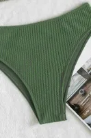 Özel Fitilli Kumaş Yüksek Bel Tankini Bikini Takım Yeşil Angelsin 4169 Yeşil görsel 4