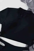 Kısa Kollu Özel Tasarım Kaplı Bikini Takım Siyah Angelsin 4179 Siyah farklı açı