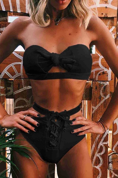 Önden Büzgülü Straplez Bikini Üstü Angelsin 4185
