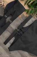 Önden Büzgülü Straplez Bikini Üstü Angelsin 4185 Siyah görsel 4