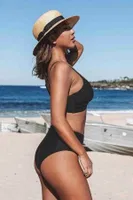 Angelsin Özel Tasarım Önden Çarpraz Bikini Üstü Siyah MS42009 Siyah farklı açı