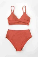 Angelsin Önden Çarpraz Yüksek Bel Bikini Takım Kırmızı MS4200 Kırmızı farklı açı