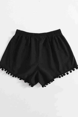 Angelsin Ponponlu Şık Deniz Şortu Siyah Angelsin 4343 - Alternatif Görünüm