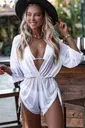 Yanları Büzgülü Şifon Pareo Plaj Elbesi Cover Up Kimono Angelsin MS4408