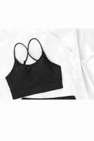 Angelsin Sırtı Çapraz Şık Tankini Bikini Üstü Siyah Siyah görsel 5