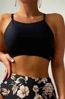 Crop Tankini Bikini Üstü Siyah Angelsin 43239 Siyah detay görünüm