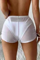 Angelsin Tül Plaj Şortu Pareo Cover Up Kimono Beyaz Beyaz detay görünüm