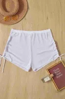 Angelsin Tül Plaj Şortu Pareo Cover Up Kimono Beyaz Beyaz farklı açı