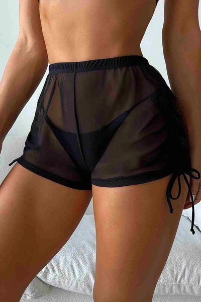 Tül Büzgülü Plaj Şortu Cover Up Angelsin 4406