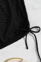 Tül Büzgülü Plaj Şortu Cover Up Angelsin 4406 Siyah farklı açı