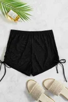 Tül Büzgülü Plaj Şortu Cover Up Angelsin 4406 Siyah görsel 4