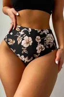 Angelsin Yüksek Bel Baskılı Bikini Altı MS43238-Siyah Siyah detay görünüm