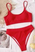 Angelsin Yüksek Bel Fitilli Kumaş Bikini Altı Kırmızı Kırmızı farklı açı
