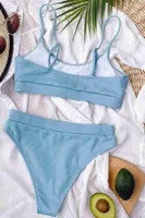 Yüksek Belli Fitilli Kumaş Bikini Altı Mavi Angelsin 43718 Mavi farklı açı