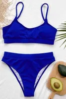 Angelsin Yüksek Bel Fitilli Kumaş Bikini Altı Saks Saks detay görünüm