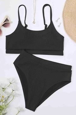 Angelsin Özel Kumaş Yüksek Bel Tankini Bikini Takım Angelsin 4174 - Alternatif Görünüm