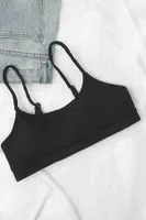 Yüksek Bel Fitilli Kumaş Tankini Bikini Üstü Siyah Angelsin 41749 farklı açı
