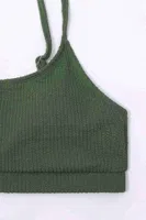 Angelsin Yüksek Bel Özel Kumaş Tankini Bikini Üstü Yeşil Yeşil farklı açı