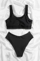 Yüksek Bel Tankini Bikini Takım Siyah Angelsin MS4345 Siyah detay görünüm