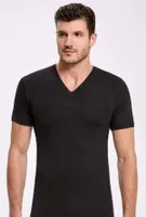 Bambu V Yaka T-shirt İlke 1611 Siyah