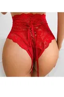 Kırmızı Dantel Yüksek Bel Kurdeleli Fantazi Külot  Bella Notte 18004 Kırmızı