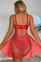 Açık Detaylı Dantelli Fantazi Babydoll Bella Notte 15034 Kırmızı farklı açı