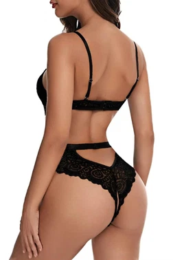 Siyah Dantelli Açık Detaylı Babydoll Gecelik Bella Notte 15050 - Alternatif Görünüm